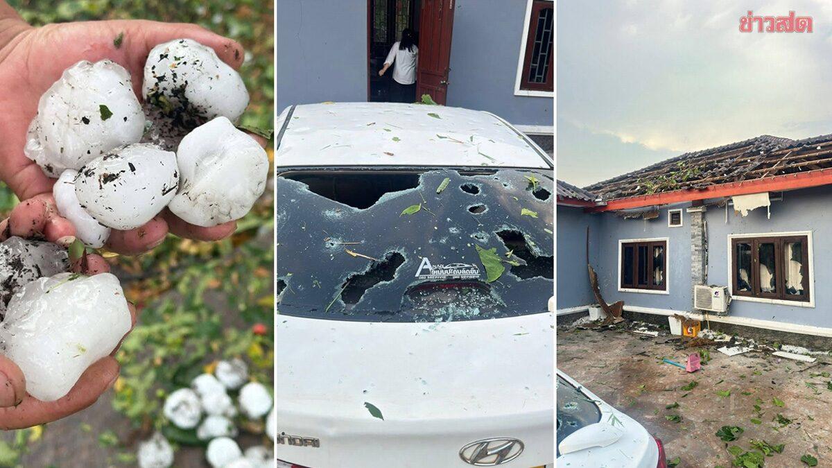 ラオス・ビエンチャンでテニスボール大のひょう嵐、住宅や車両に甚大な被害